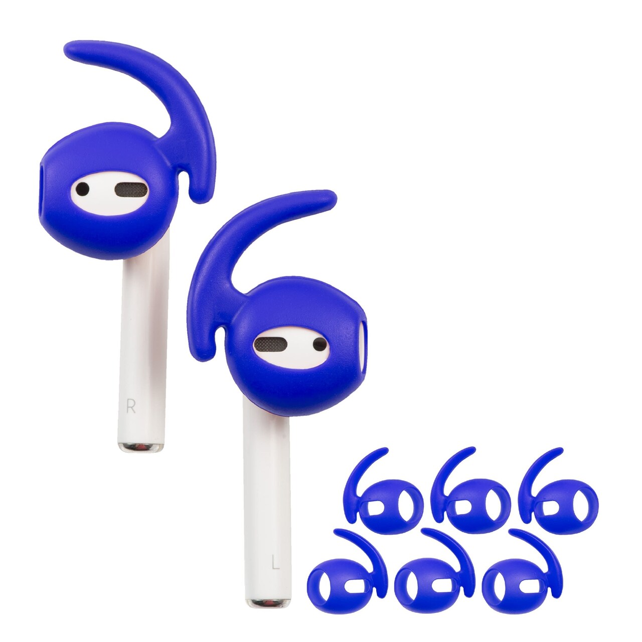 Insten 3 Pairs Ear Hooks Compatible with AirPods 1 & 2 Earbuds, Anti-Lost EarHooks Accessories, Comfortable Soft Silicone Covers, with Storage Box (Not Fit in Charging Case) Blue